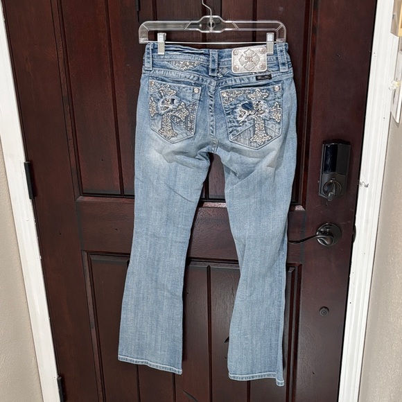 Miss Me Light Blue Distressed Boot Cut Jeans 27 Waist - Picture 4 of 5